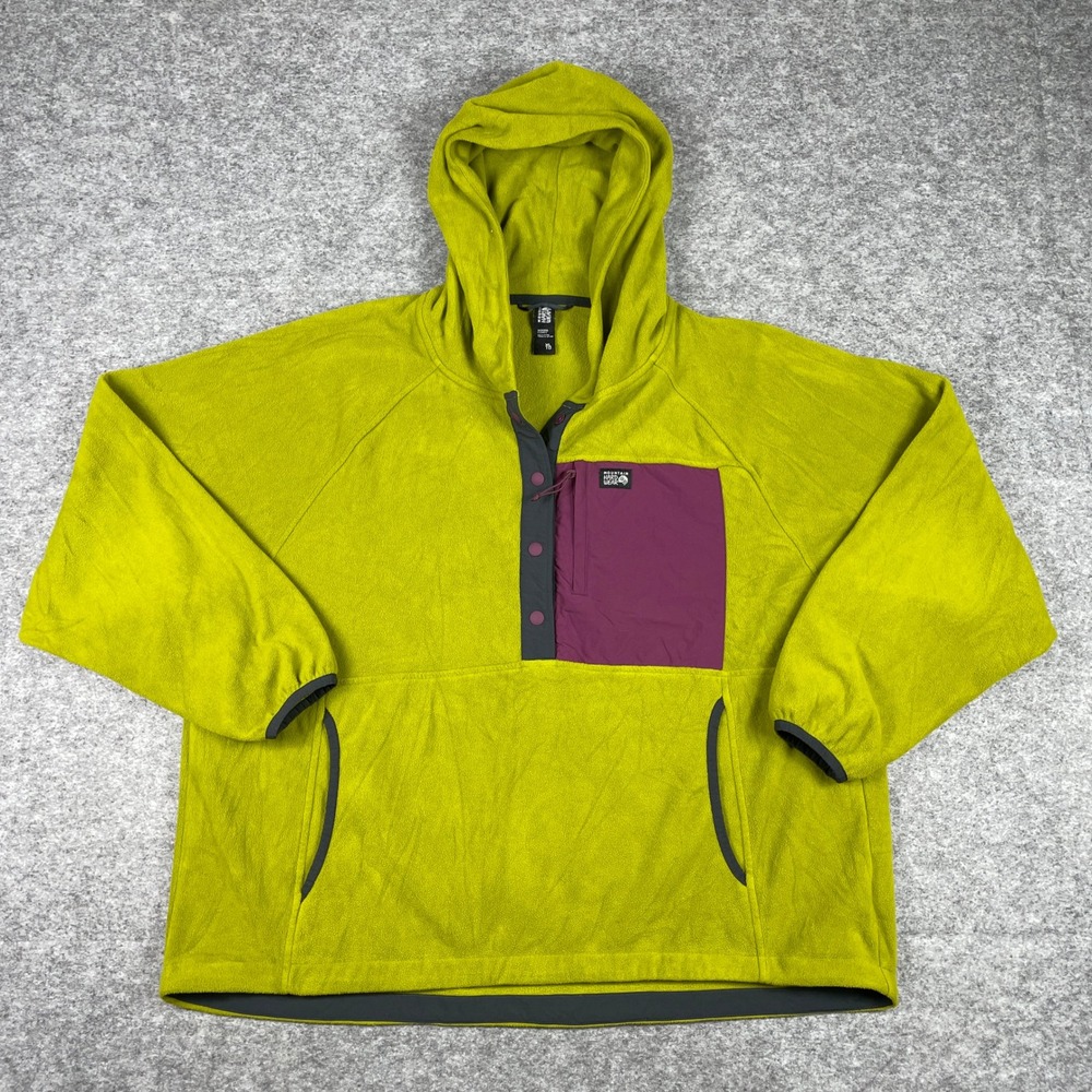 Mountain Hardwear Fleece Hoodie Womens XL Green Polartec Pullover Outdoor